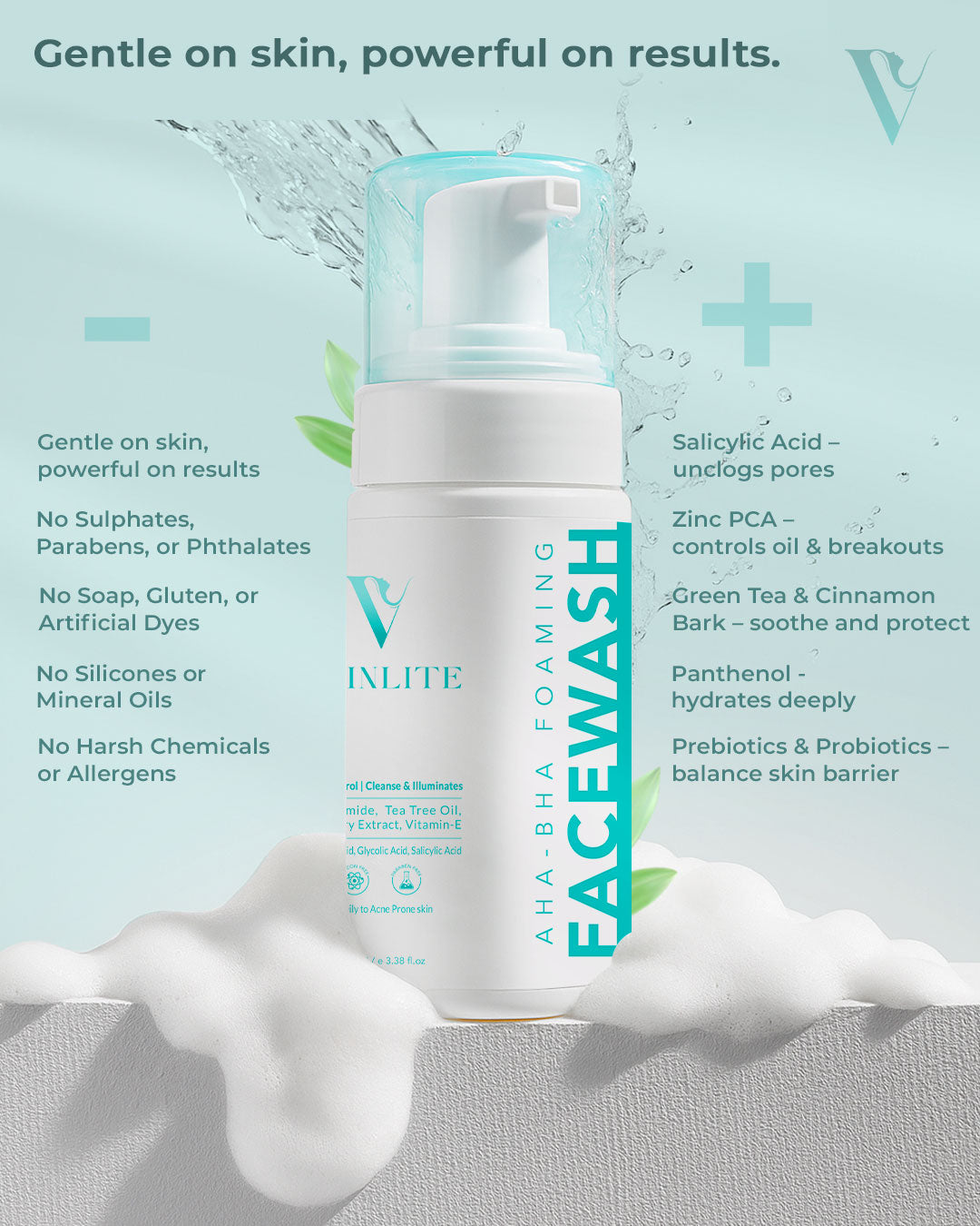 AHA BHA Foaming Face Wash 100ml | Vrinlite