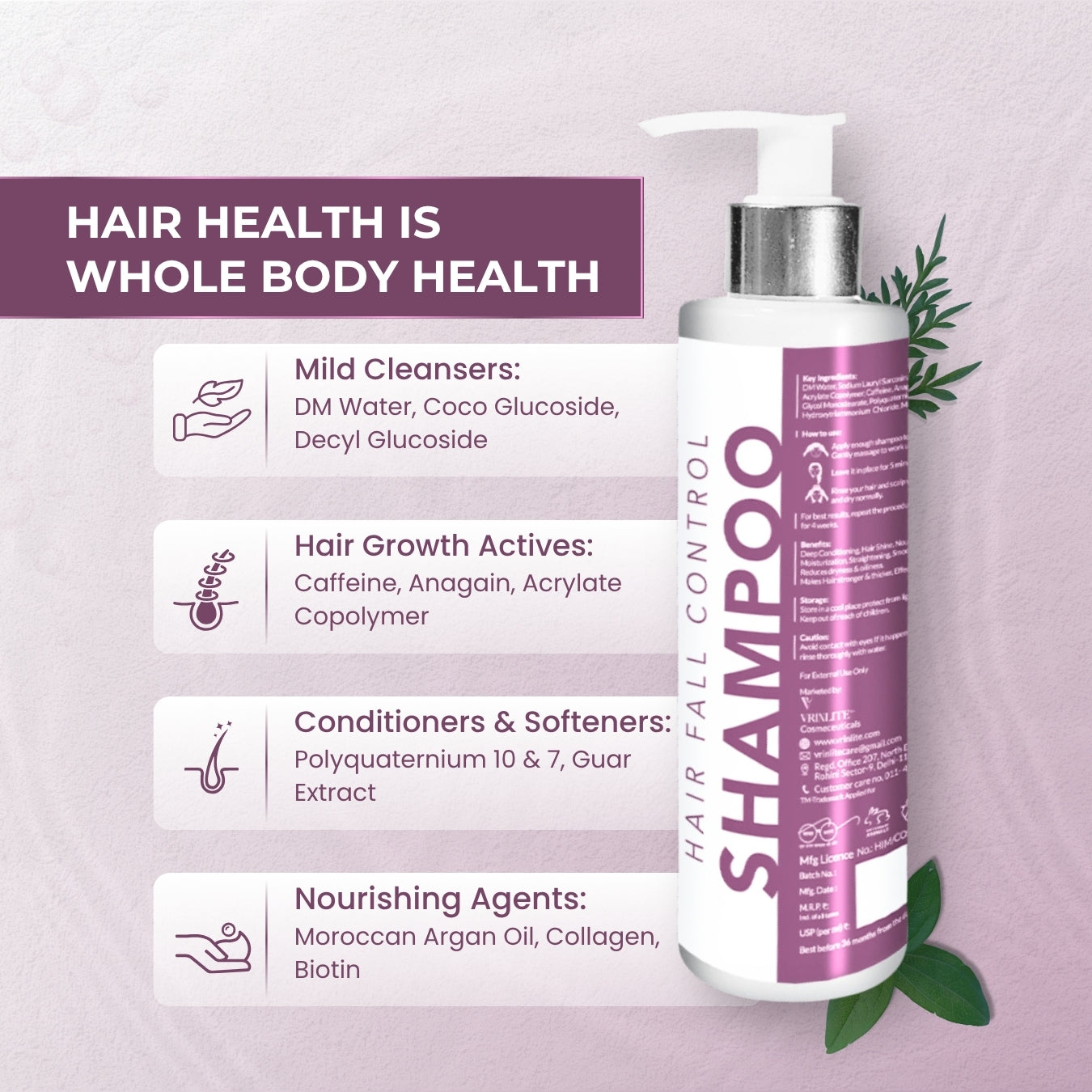 Vrinlite Anti - Hairfall Control Shampoo 200ml